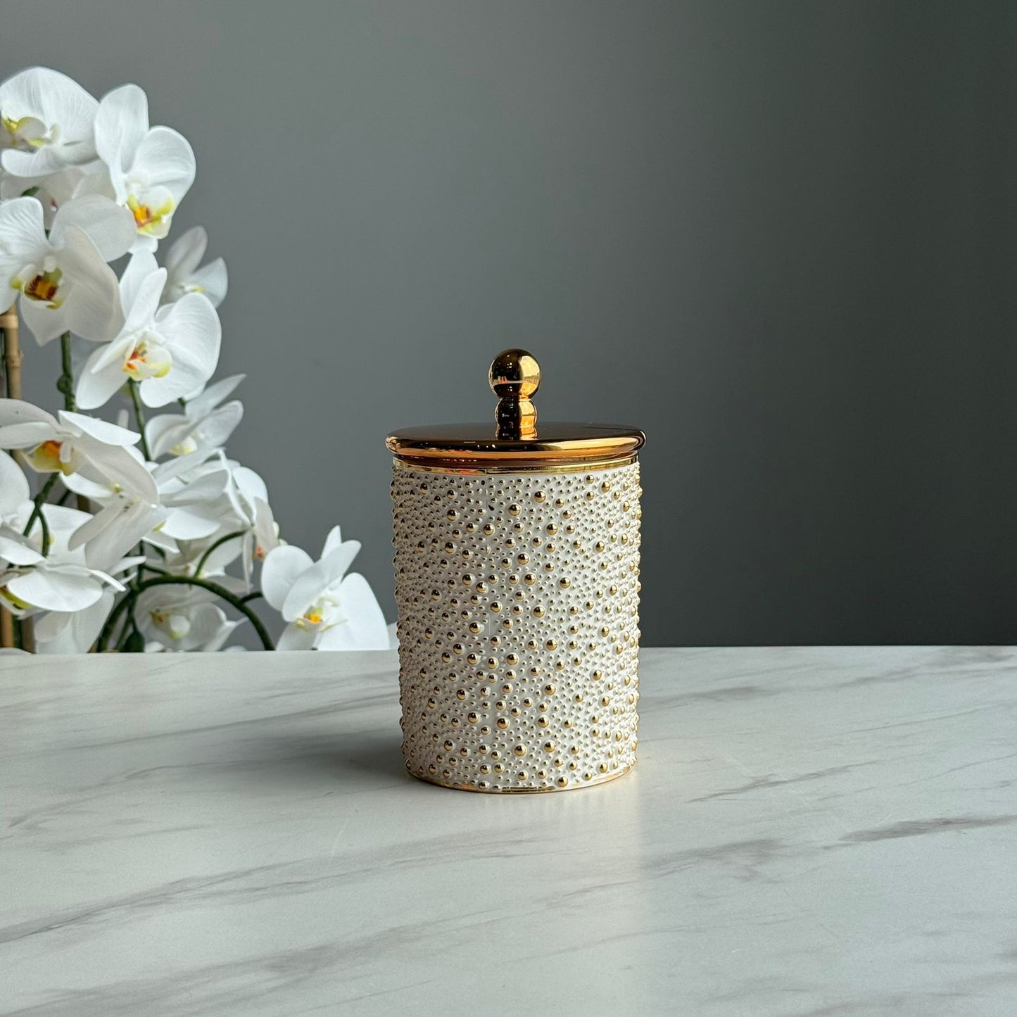 Luxury Decorative Storage Jar with Gold Lid