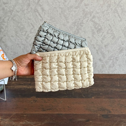 Puffer Quilted Cosmetic Pouch – Soft Travel Makeup Bag & Toiletry Organizer