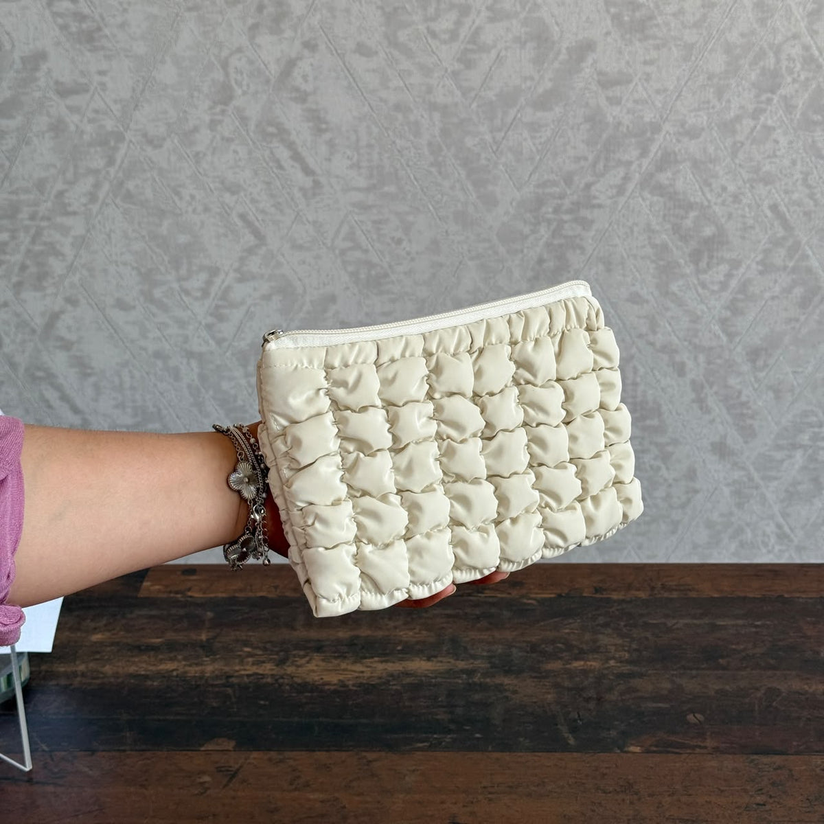 Puffer Quilted Cosmetic Pouch – Soft Travel Makeup Bag & Toiletry Organizer
