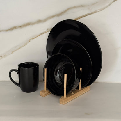 Luxury Black Ceramic Dinnerware Set - 16 PCS