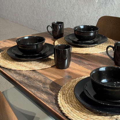 Luxury Black Ceramic Dinnerware Set - 16 PCS