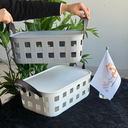 Stackable & Ventilated Design Plastic Storage Baskets With Handles