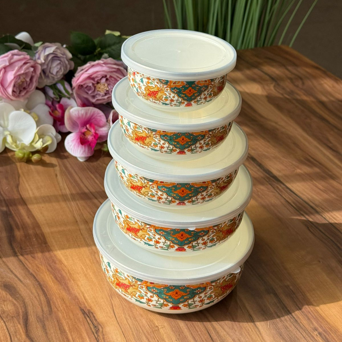 Set Of 5- PCS Imperial Elegance Storage Boxes With Lids