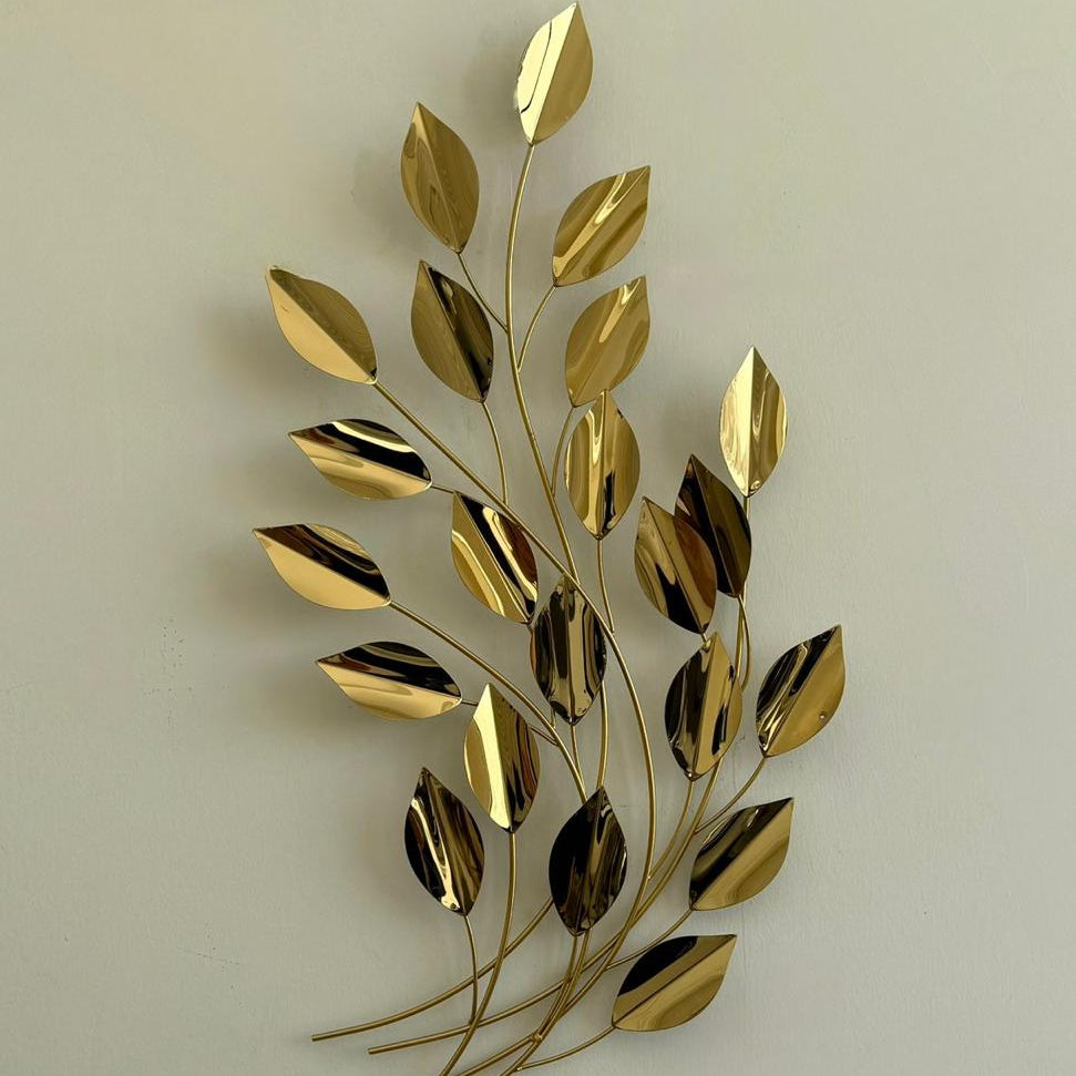Metal Golden Leaves Wall Decor