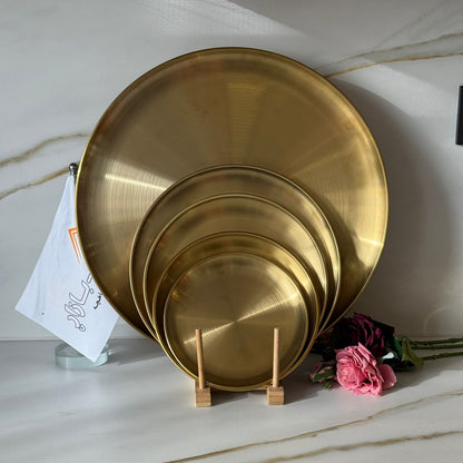 أطباق وصواني ذهبية متعددة الاستخدامات من الفولاذ المقاوم للصدأ