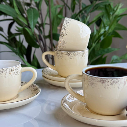 Elegant Stoneware Coffee Cup & Saucer Set