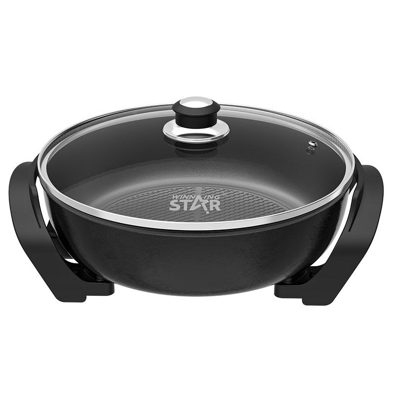 5.2L Electric Nonstick Frying Pan With Glass Lid