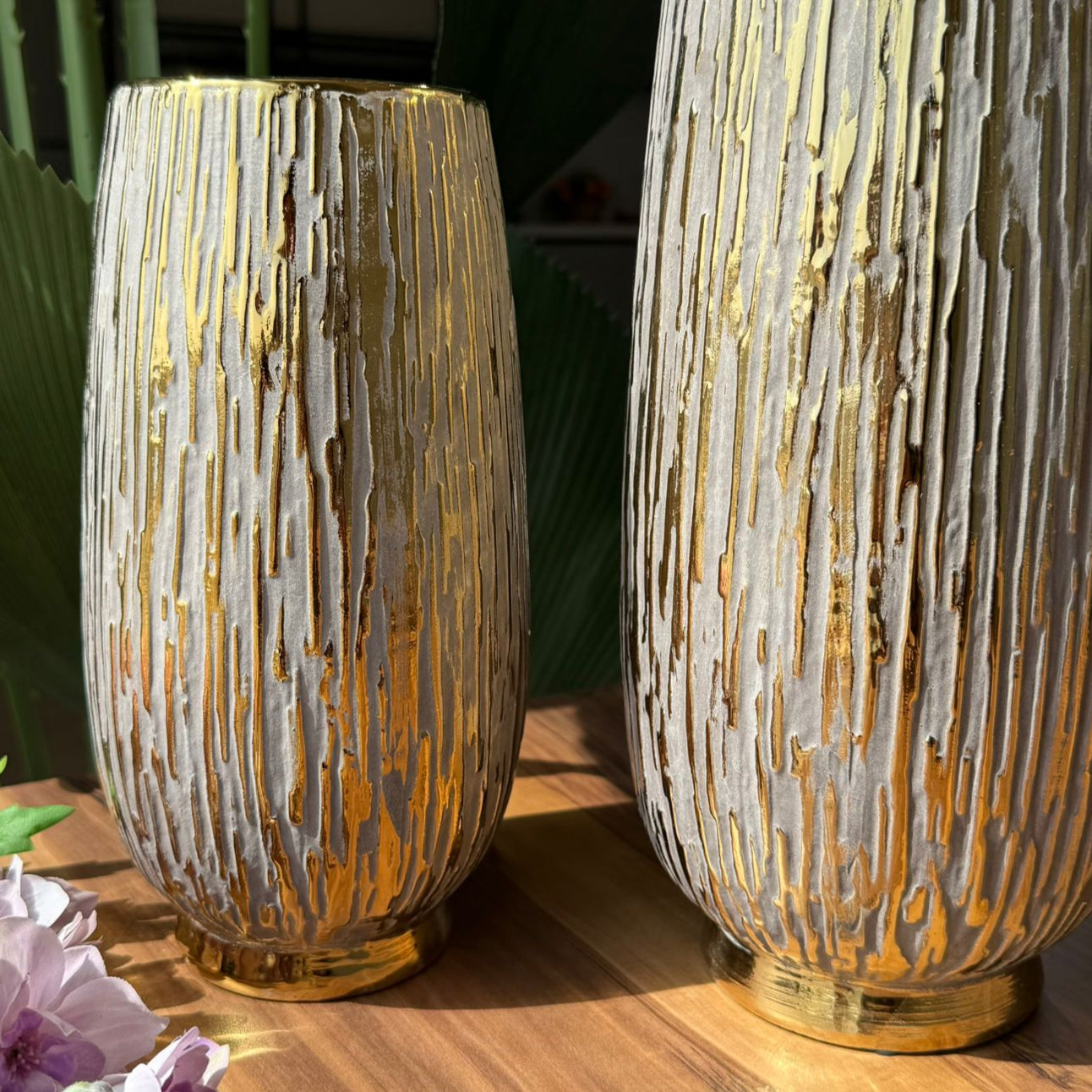 Golden Bark Ceramic Vases