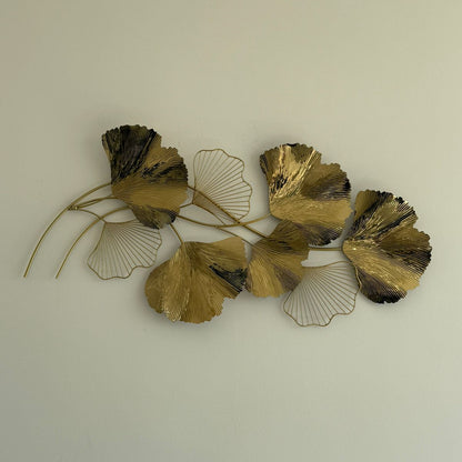 Metal Golden Gingko Leaf Wall Decor