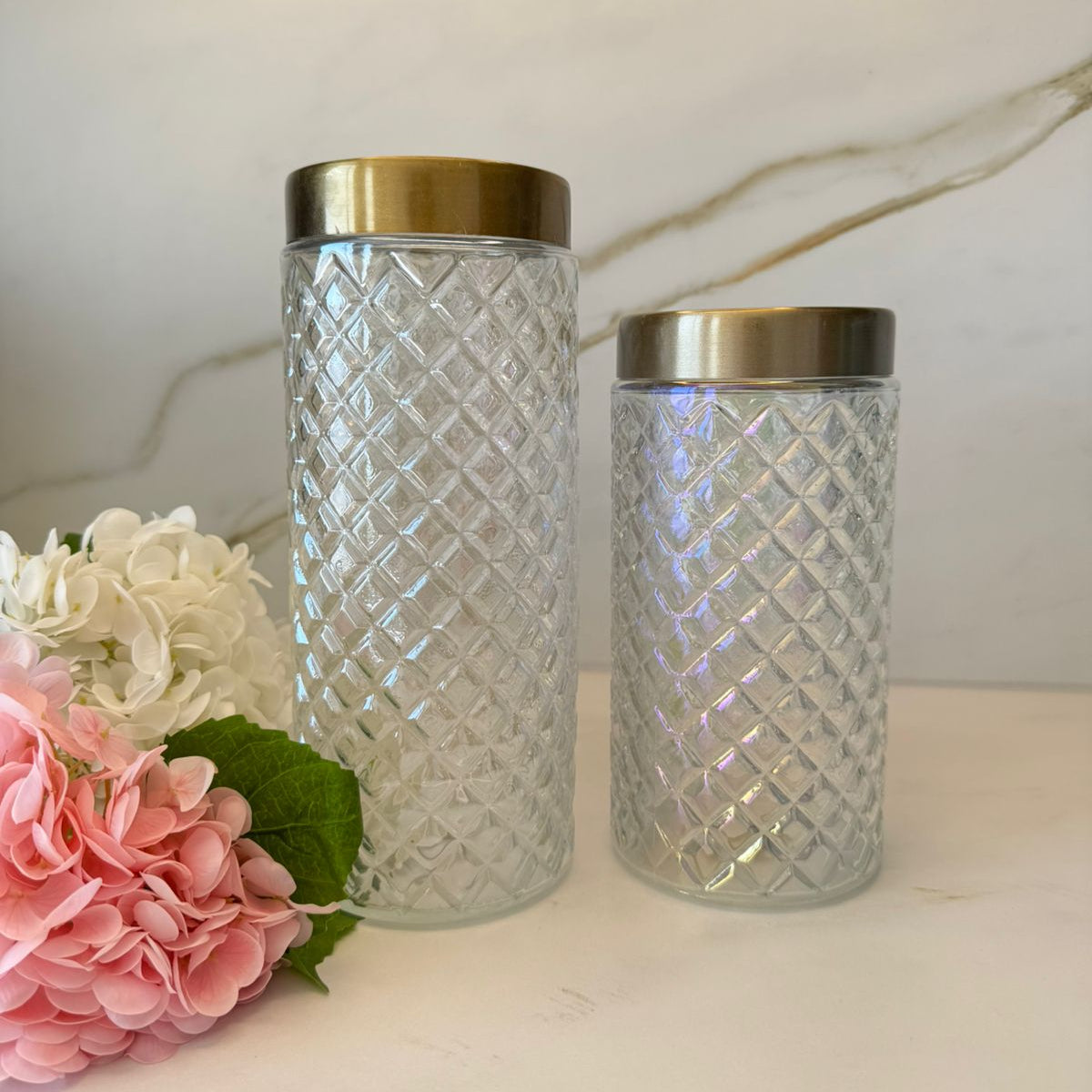 Diamond Pattern Glass Vase