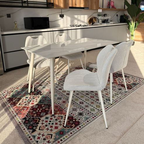 Dany Table and Roza Chairs Dining Set - Off-White