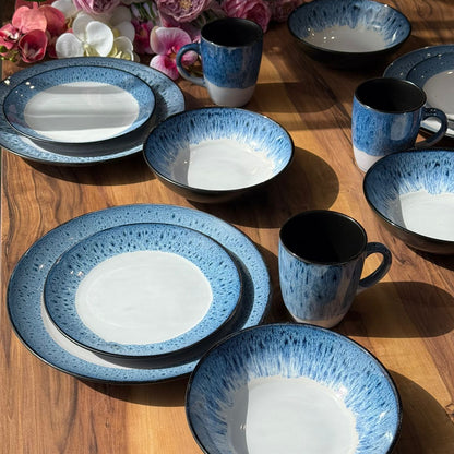 Aurora Mist -16-PCS Speckled Blue Dinnerware Set