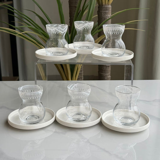 Decorative Elegant Tea Glass & Saucers Set