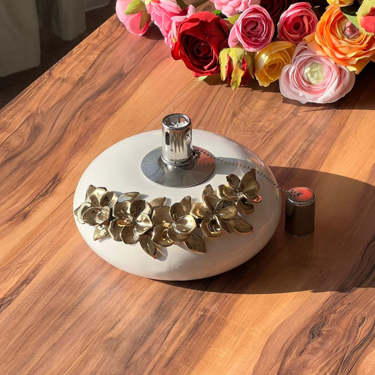 Vintage Golden Floral Oil Lamp