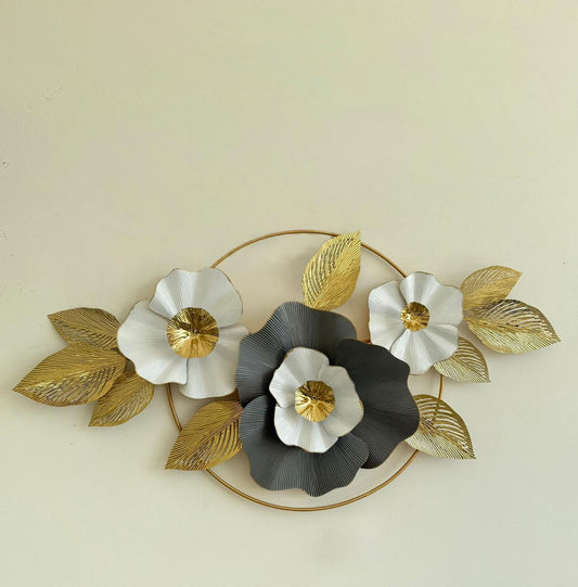 Elegant Metal Floral & Leaves Wall Decoration