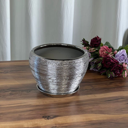 Vintage Silver Indoor/Outdoor Ceramic Planter