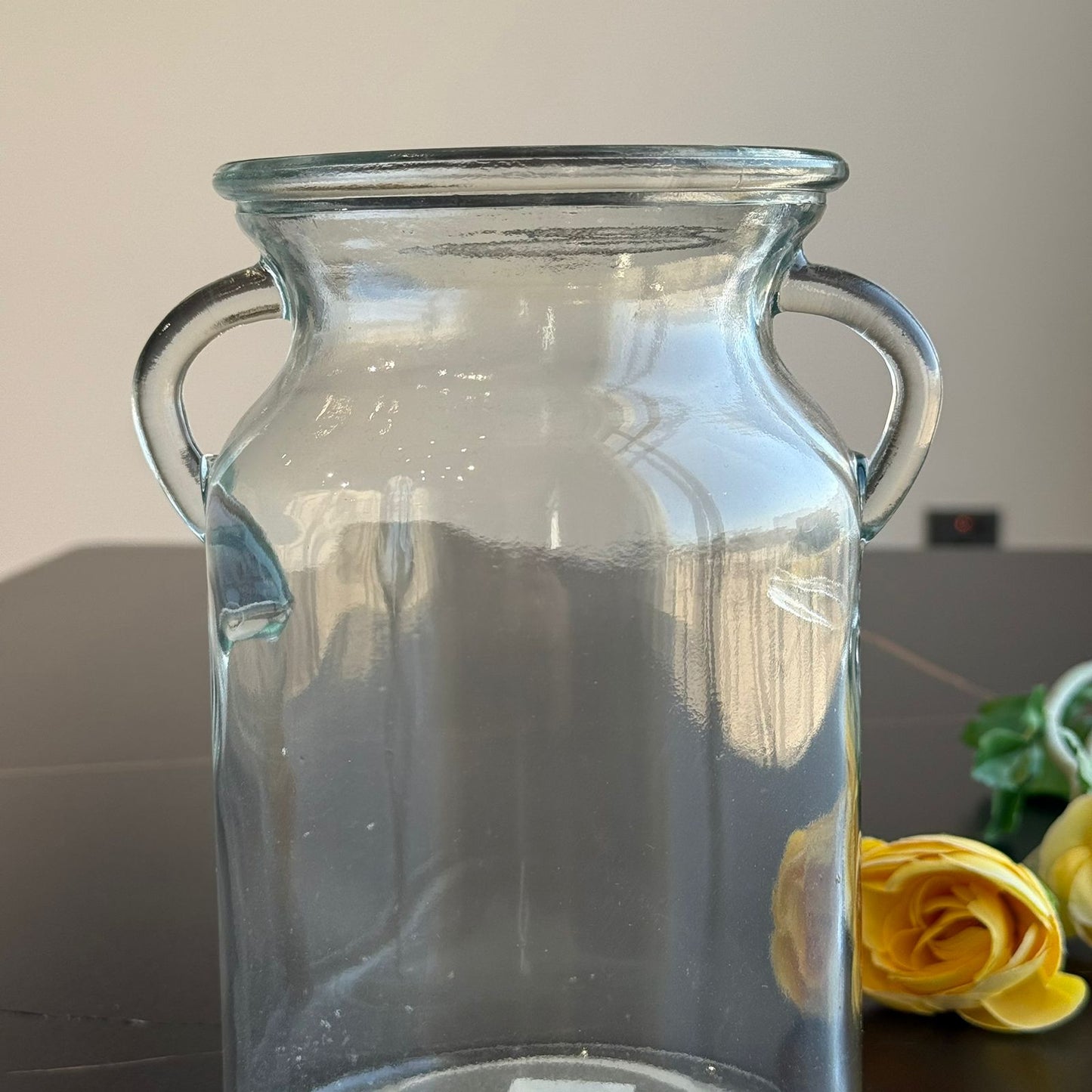 Classic Handle Clear Glass Vase