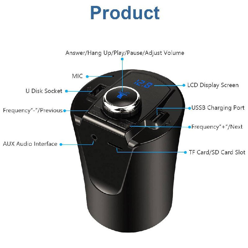 Multifunctional Cup-Shaped Car FM Transmitter