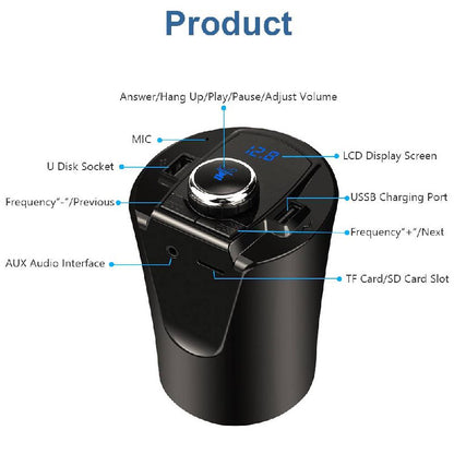 Multifunctional Cup-Shaped Car FM Transmitter