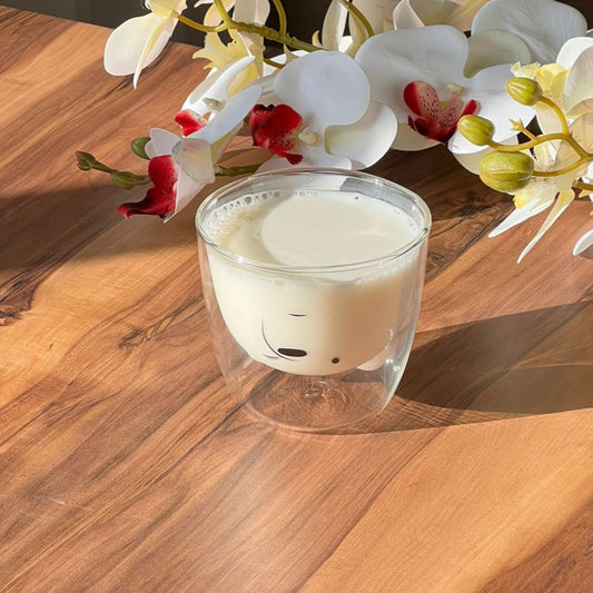 Trasparent Double wall Bear Face Glass Mug