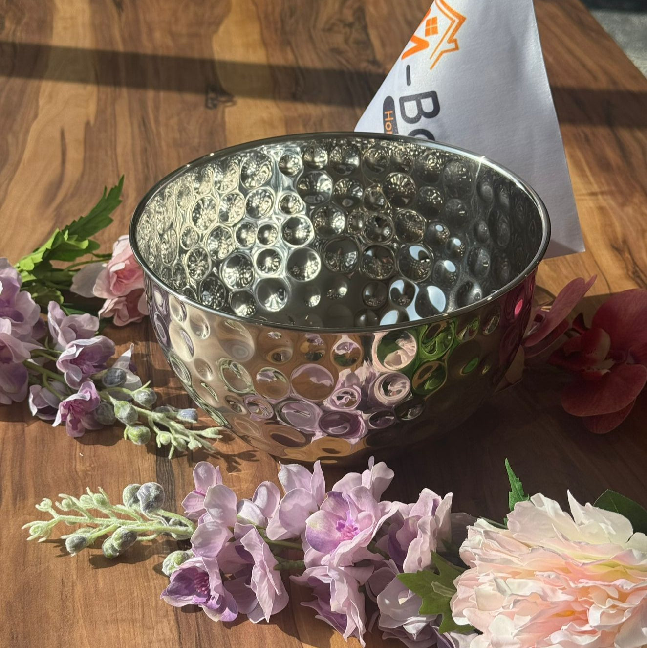 3 Sized - Silver Aura Hammered Bowl