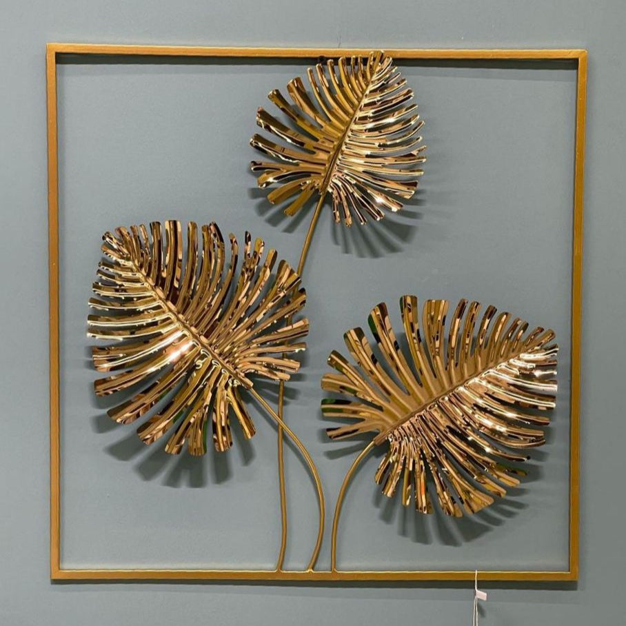 Golden Metal Leaves Wall Decoration
