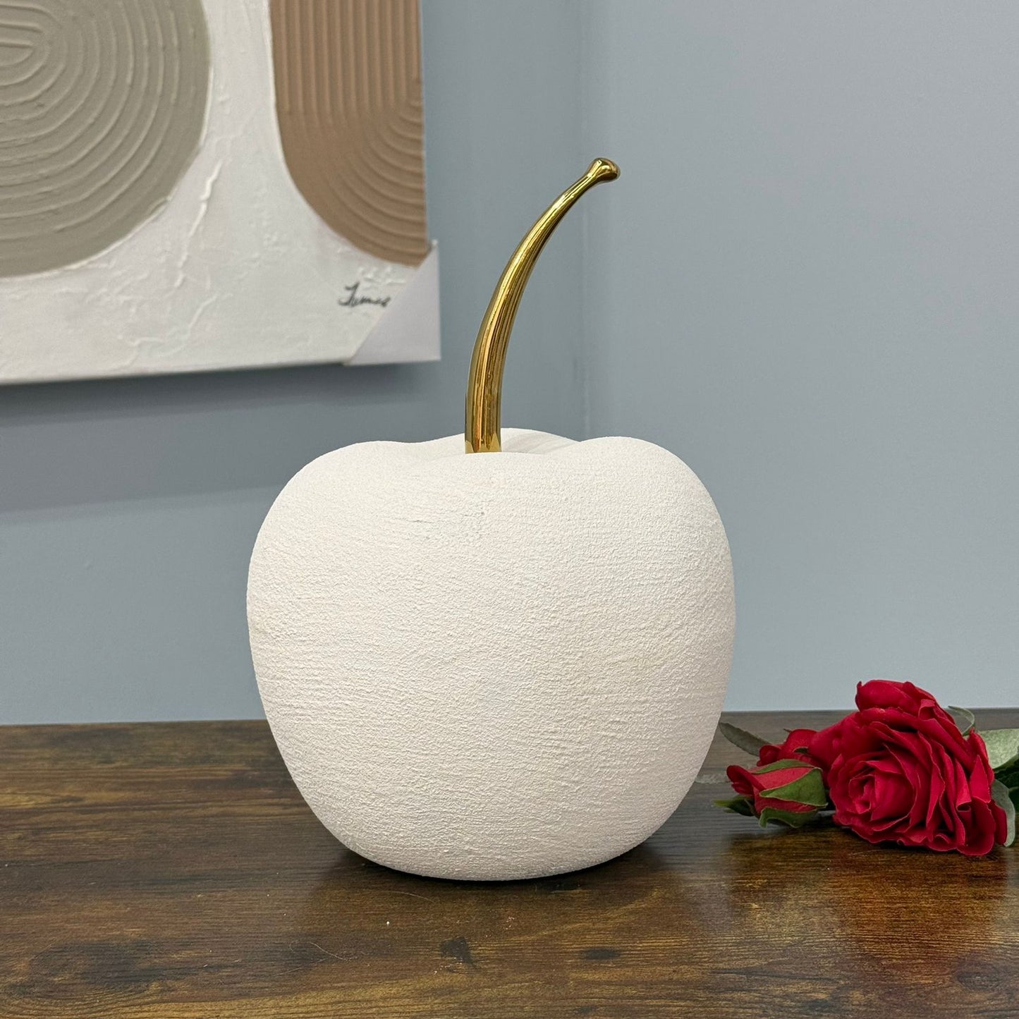 Modern Apple-Shape Decorative Table Ornament with Gold Stem