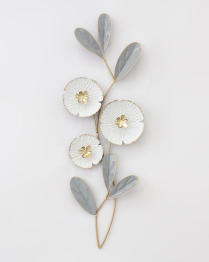 Luxury Metal White Floral Wall Decoration