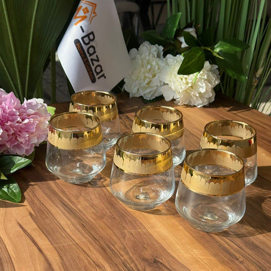 Golden Rim Luxury Glass Set - 6 Pieces