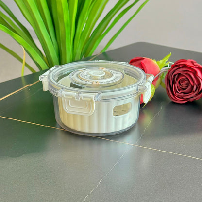 حاوية تخزين طعام دائرية محكمة الغلق مع قرص لعرض التاريخ - مجموعة من 4 قطع