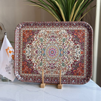 Royal Red Pattern Serving Tray - Set Of 2