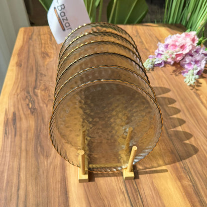 طقم أدوات مائدة زجاجي فاخر متموج - 6 قطع