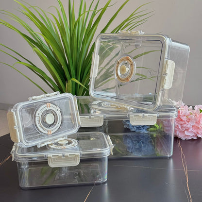 مجموعة حاويات تخزين طعام محكمة الغلق مكونة من 4 قطع - مع قرص لعرض التاريخ