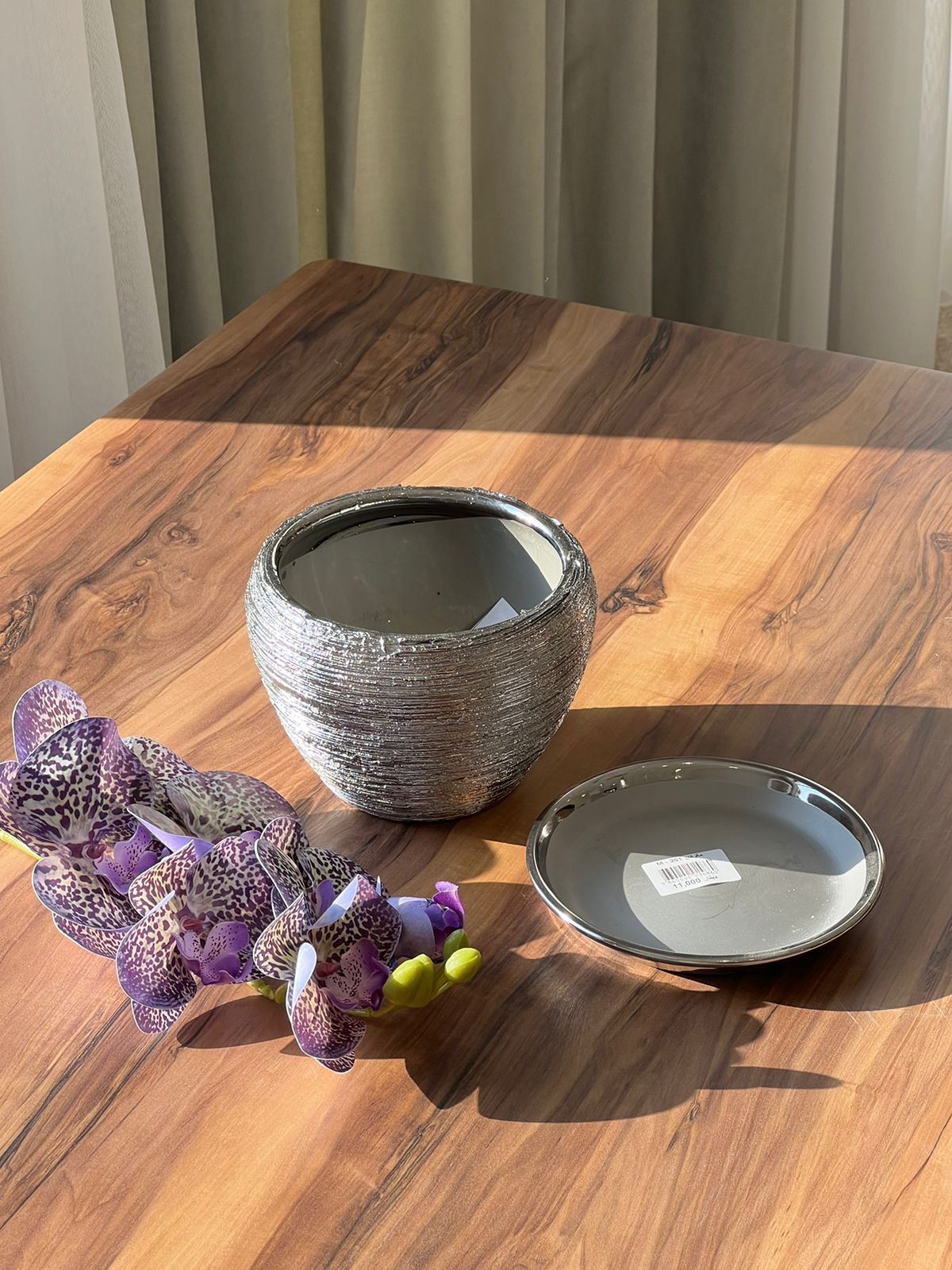 Vintage Silver Indoor/Outdoor Ceramic Planter