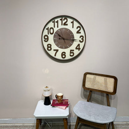 Round Wall Clock with Dual Dial Design