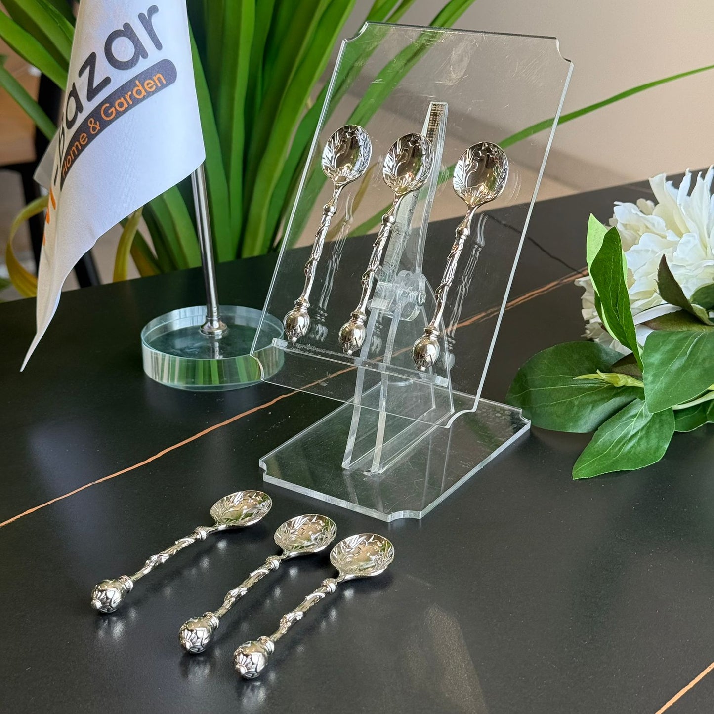 Royal Silver - Golden Vintage Pattern Spoons – Set of 6