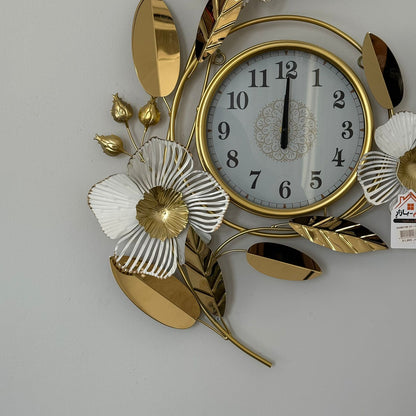 Gold Floral Wall Clock