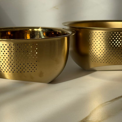 2-Sized Metal Strainer- Style Serving Bowl