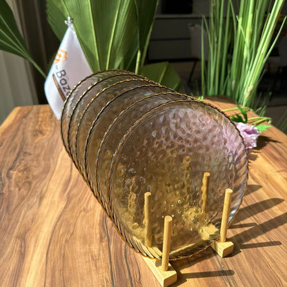 طقم أدوات مائدة زجاجي فاخر متموج - 6 قطع