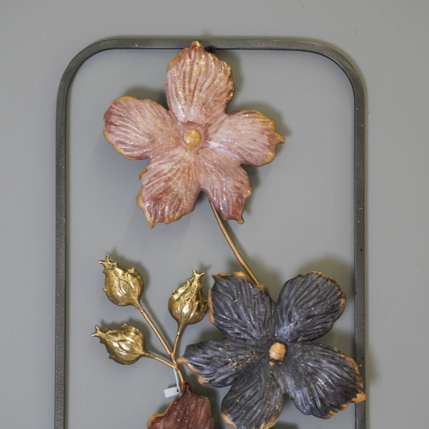Metal Brown Flower Wall Decoration