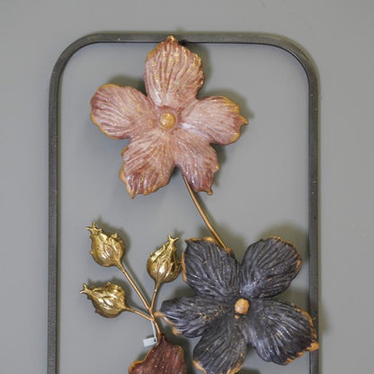 Metal Brown Flower Wall Decoration