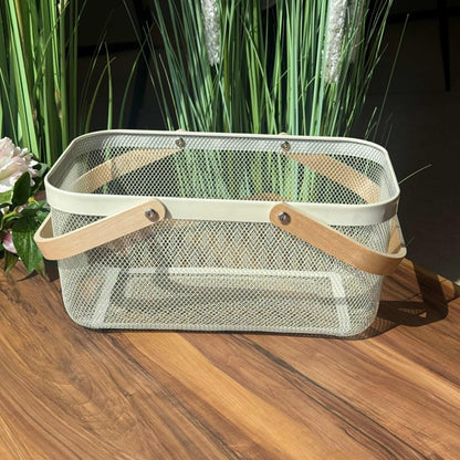 Mesh Storage Basket With Wooden Handle