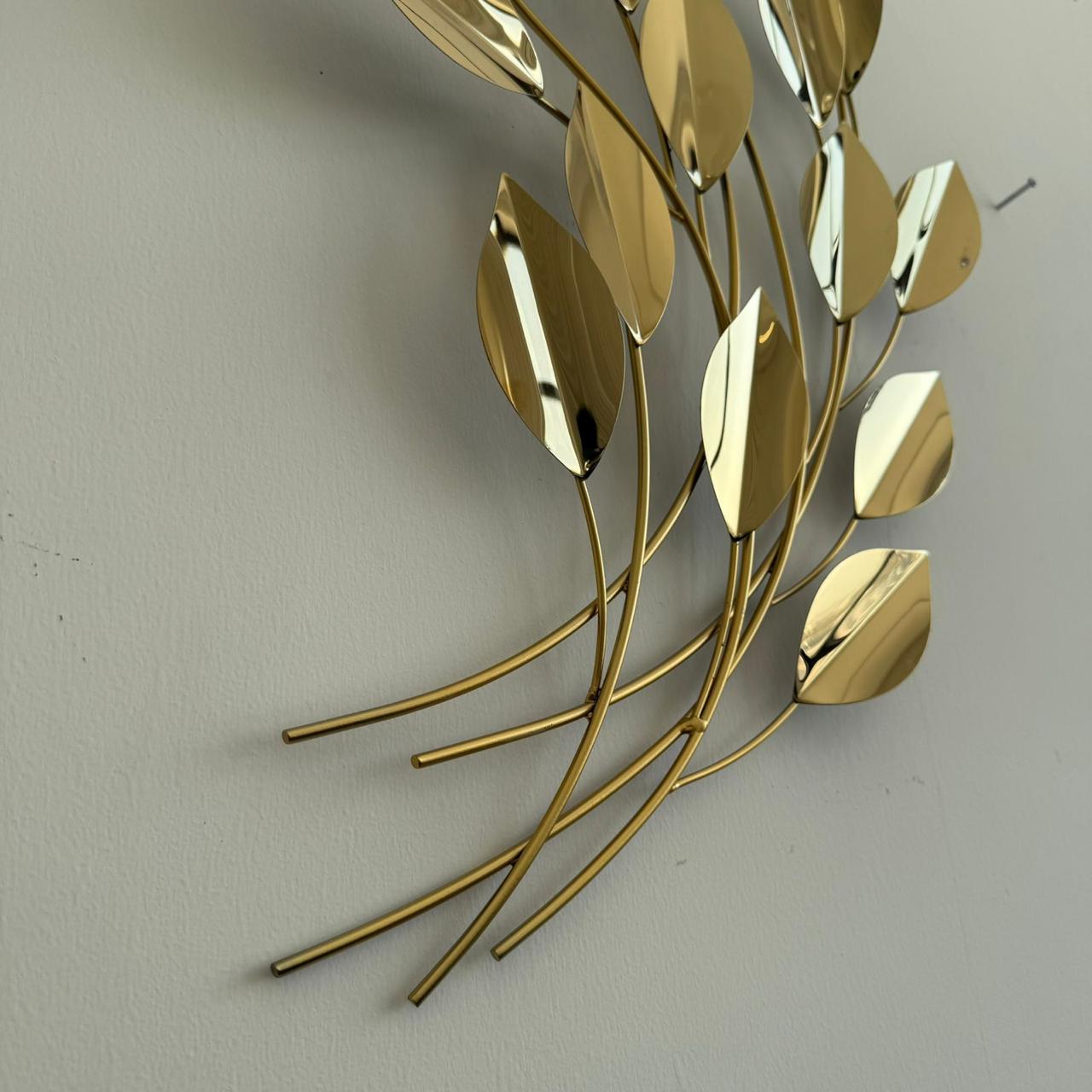 Metal Golden Leaves Wall Decor
