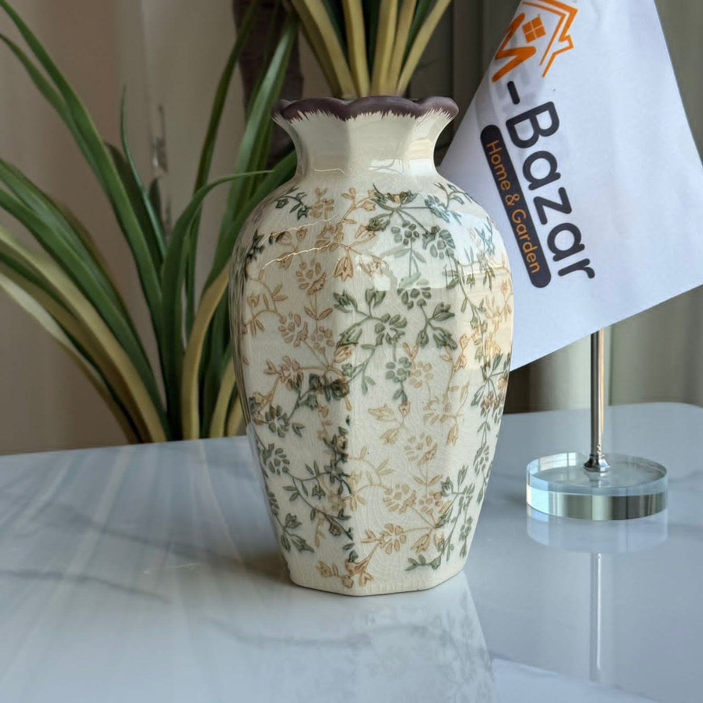 Classic Green Floral Ceramic Vase Collection