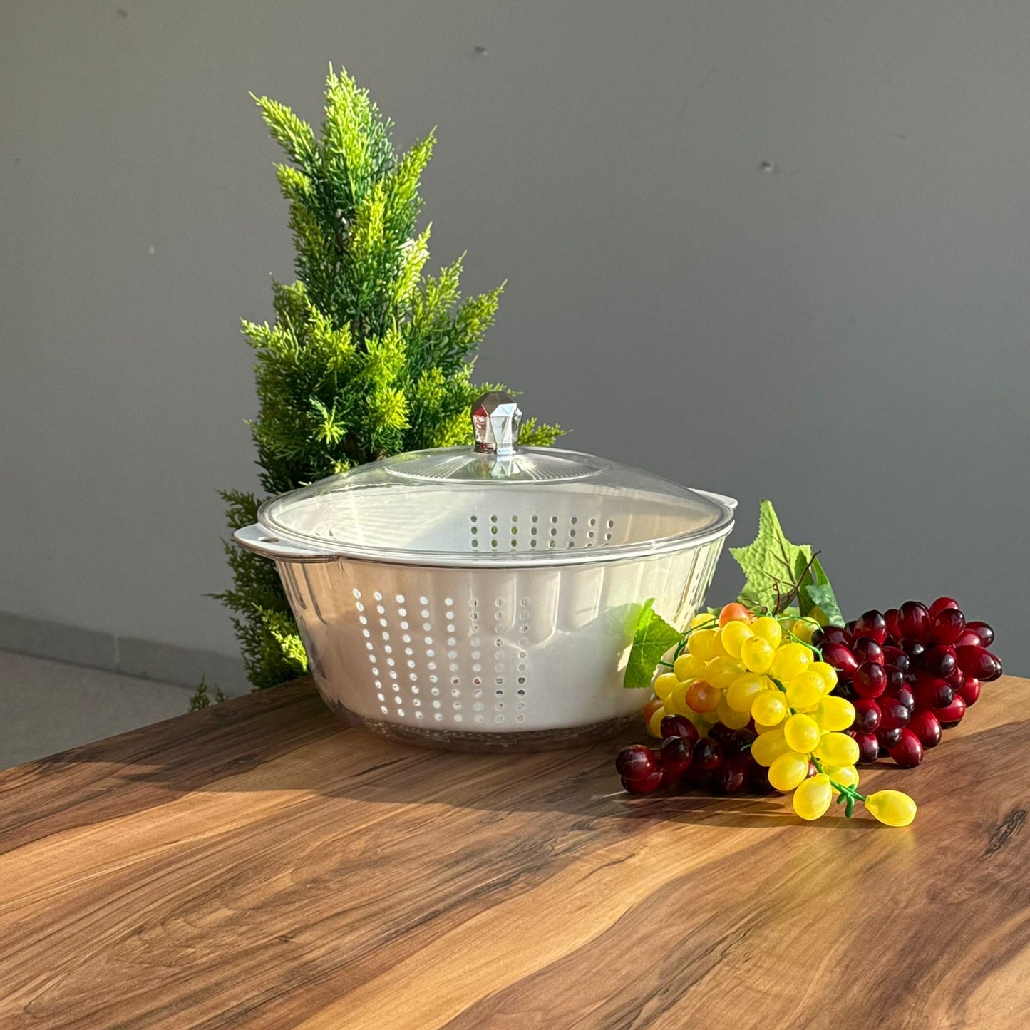 Multi-Purpose Washing & Storage Bowl Strainer With Lid - Round