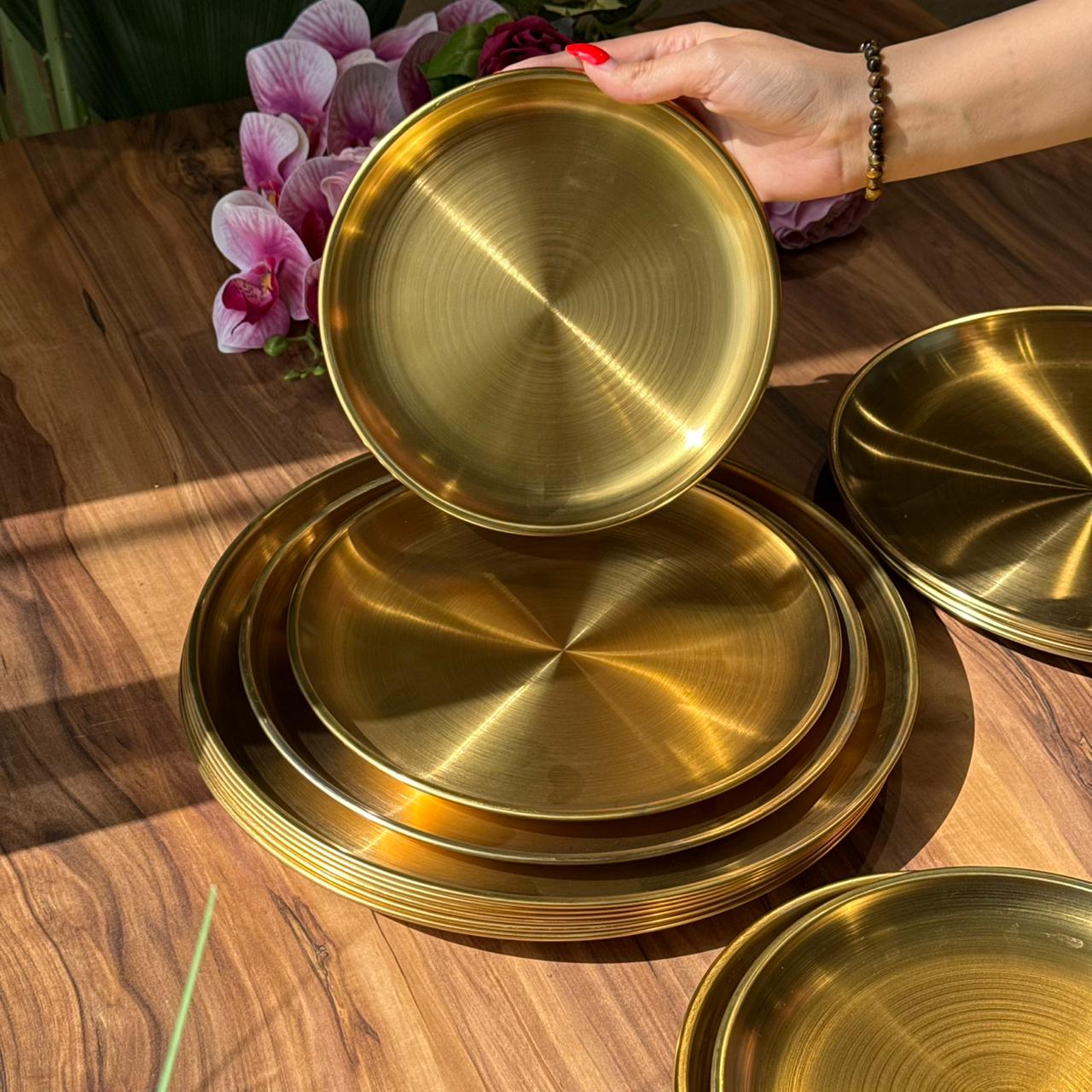 Multi-Purpose Gold Stainless Steel Plates & Trays