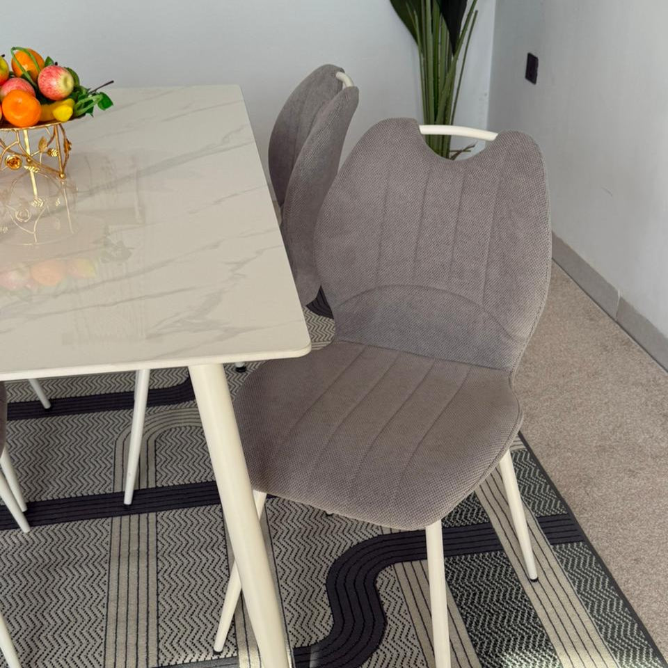 Dany Table and Roza Chairs Dining Set - White & Grey