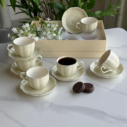 Classic Stoneware Coffee Cup & Saucer Set