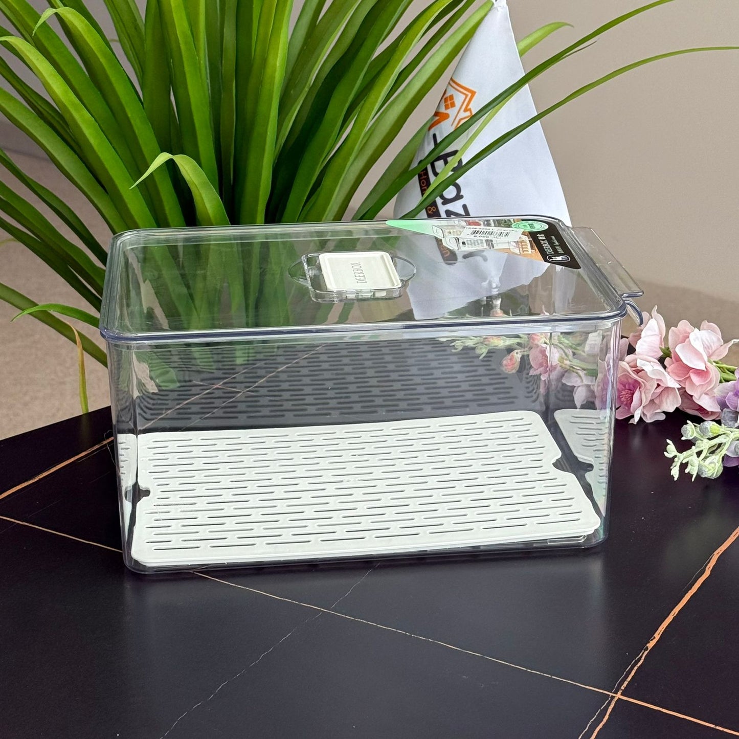 Refrigerator Storage Box With Removable Drain Tray