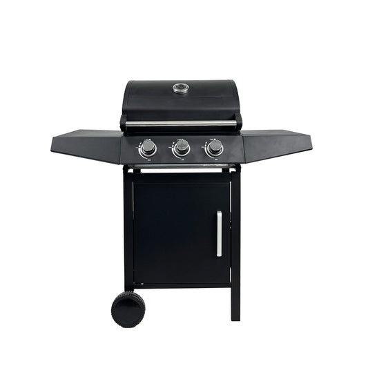 Gas BBQ Grill with Side Shelves & Storage Cabinet